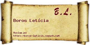 Boros Letícia névjegykártya